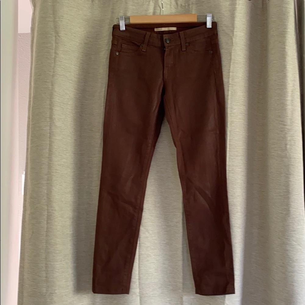 Vince Brown Coated Denim Jeans, Sz 26